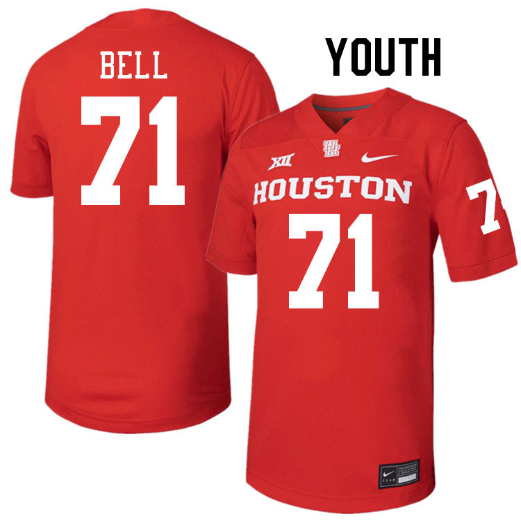 Youth #71 Ray'Quan Bell Houston Cougars College Football Jerseys Stitched-Red